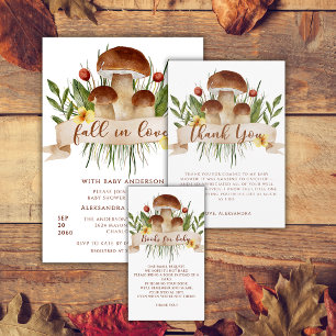 Fall In Love Mushroom Autumn Baby Shower  Invitation