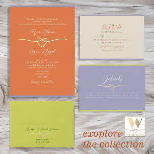 Carte RSVP de mariage orange moderne