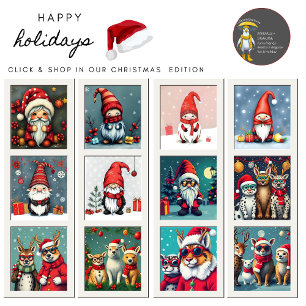 Festive cozy christmas gnome in Disguise  Holiday Card