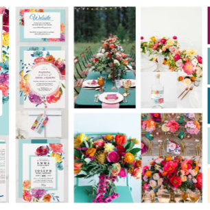 Bright Summer colorful triangle floral Wedding I  Invitation