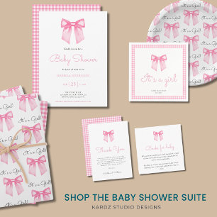 Pink Bow Baby Shower Wrapping Paper