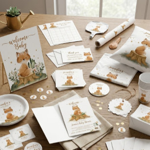 Animals Mom and Kid Fox Family Favour Classic Round Sticker