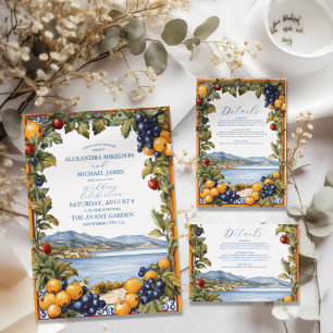Illustrated Mediterranean Wedding  All In One Invitation