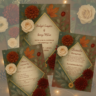 elegant autumn floral wedding  RSVP card