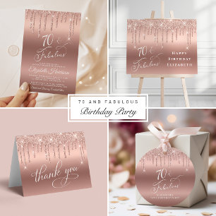 Rose Gold Glitter Budget 70th Birthday Invitation Flyer