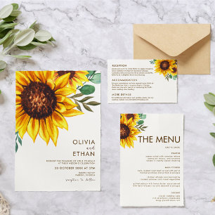 Invitation Mariage botanique floral de tournesol moderne