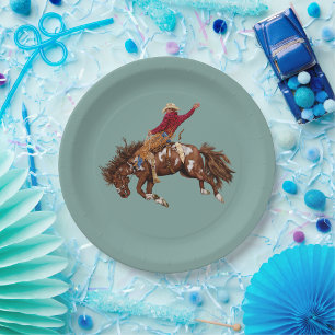 Assiettes En Carton Cowboy rodéo vintage