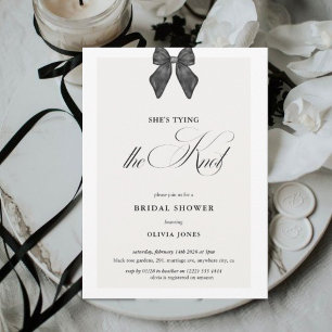 Chic 'She's Tying the Knot Black Bow Bridal Shower Square Sticker