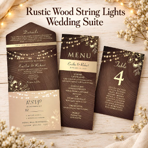 Rustic Wood String Lights Wedding Envelope