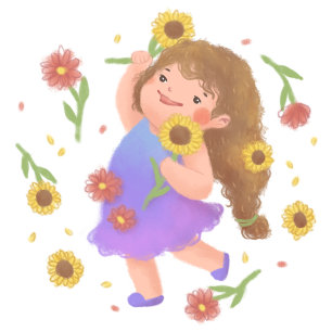 Girl with Sunflowers Illustration Invitation