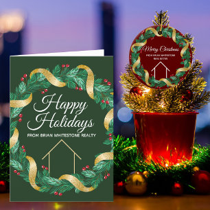 Real Estate Merry Christmas Personalized Red Ceramic Ornament