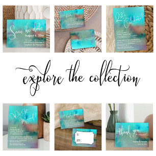 Colourful Abstract Watercolor We Got Married Scrip Invitation