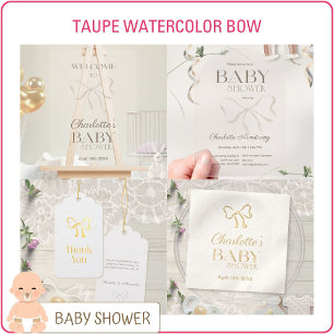 Sage Green Watercolor Bow Baby Shower Acrylic Invitations