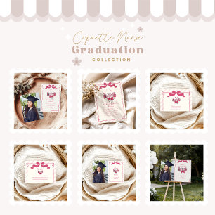Pink Bow Coquette Nursing School Graduate Invitation