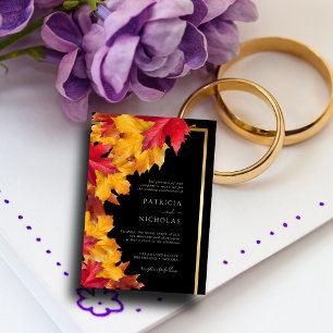 Black Magic Meets Rustic Golden Autumn Wedding All In One Invitation