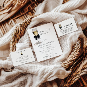 Elegant Black Pearl Champagne Bridal Shower Thank You Card