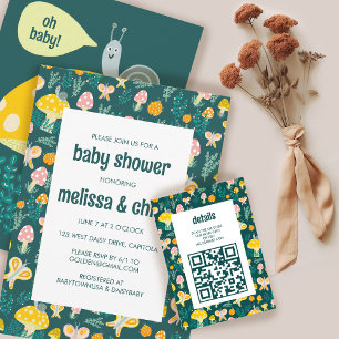 Snail Mushroom Cute Adorable CUSTOM BABY SHOWER  Invitation