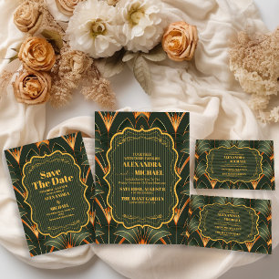 Elegant Geometric Art Deco Wedding  Save The Date