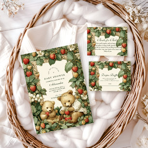 Vintage Strawberry Cottagecore Baby Shower Napkin