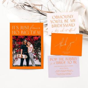 Modern Minimal Purples & Vibrant Orange Wedding In Invitation