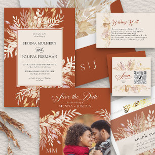 Arch Photo Botanical Foliage Terracotta Save The Date