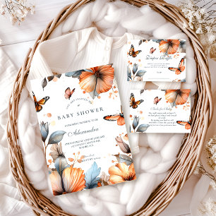 Watercolor Butterfly Bloom Baby Shower Invitation