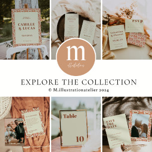 Retro 70s inspired Orange Wedding Invitation 