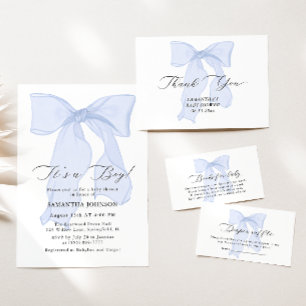Blue Bow Coquette Baby Shower Favour Tags
