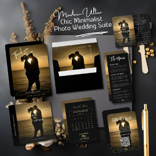 Modern Chic Ultra Minimal Typography Photo Wedding Invitation