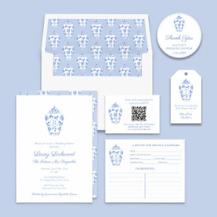 Elegant Blue White Wedding Shower Thank You Favour Classic Round Sticker
