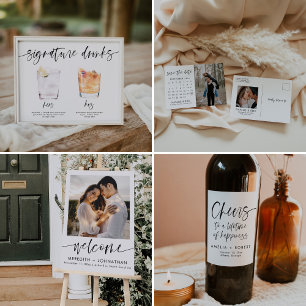 Modern Minimalist Wedding Sunglasses Favour Sign