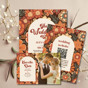 Photo Arch Groovy Retro 70s Floral Wedding Save The Date