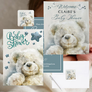 Cute Teddy Bear Baby Shower  Thank You Card