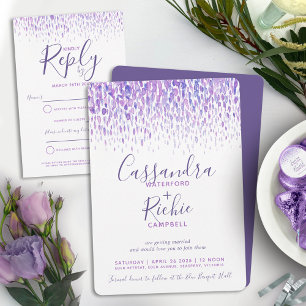 Purple wedding vow renewal 1 year on happily after invitation