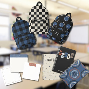 Gender Neutral Blue Monogrammed Full Name Notebook