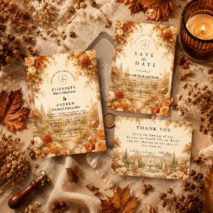 Timeless Autumn Garden Wedding Invitation