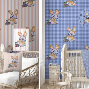 Personalized Blue Plaid Nursery Art - Bunny Mug