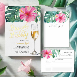 Pink Floral Hibiscus Recipe For The Bride Enclosure Card