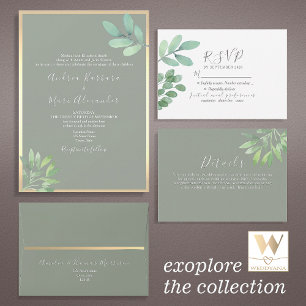 Sage Green Greenery Wedding Envelope