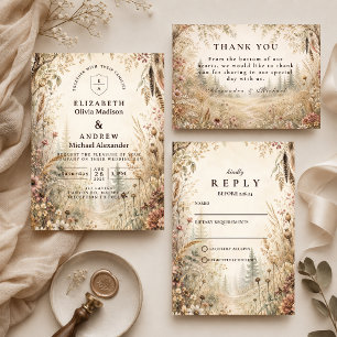 Whimsical Boho Woodland Wedding Thank You Card