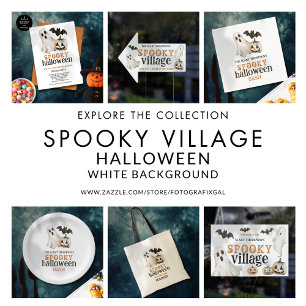 Ghost Pumpkin Bat Spooky Halloween White Invitation