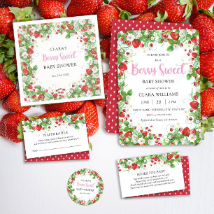 Berry Sweet Strawberry Frame Baby Shower Invitation