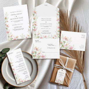 Invitation Tout En Un All in One Wedding Inviter pour un mariage fleur s