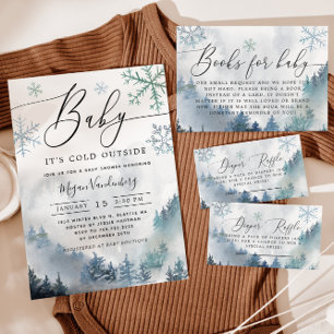 Winter Mountain Grey Snowflakes Book Request Enclosure Card