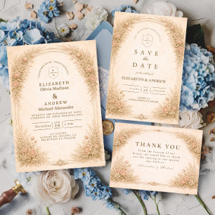 Fine Art Vintage Wildflower Wedding Invitation