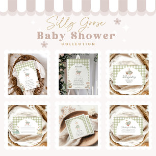 Carte D'accompagnement Vintage Green Silly Goose Baby Show Note pour bébé