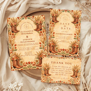 Boho Western Garden Wedding RSVP Card