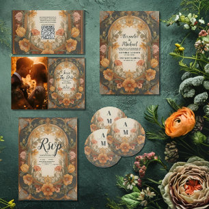 Photo Antique Floral Art Nouveau Wedding Save The Date