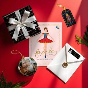 Fa La La Pink Nutcracker Christmas Ballet Scene Wrapping Paper