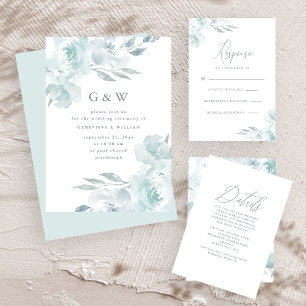 Carte Repostage du Mariage Photo Plutôt Bleu Floral